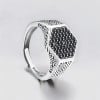 Bague argent ouverte chevalière hexagone