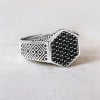 Bague argent ouverte chevalière hexagone