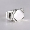 Bague argent ouverte chevalière octogonal