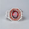 Bague argent ouverte chevalière celtique zirconium rouge