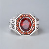 Bague argent ouverte chevalière celtique zirconium rouge