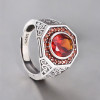 Bague argent ouverte chevalière celtique zirconium rouge