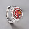 Bague argent ouverte chevalière celtique zirconium rouge
