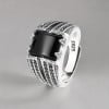 Bague argent ouvert chevalière onyx noir