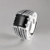 Bague argent ouvert chevalière onyx noir