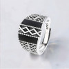 Bague argent ouverte chevalière celtique onyx noir