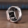 Chevalière argent ouverte grecque zircon noir