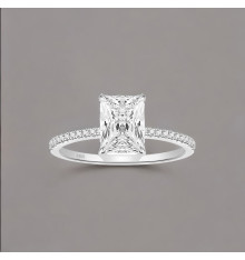 Solitaire Ring in 925 Sterling Silver – Paved Square Zircon and Custom Engraving