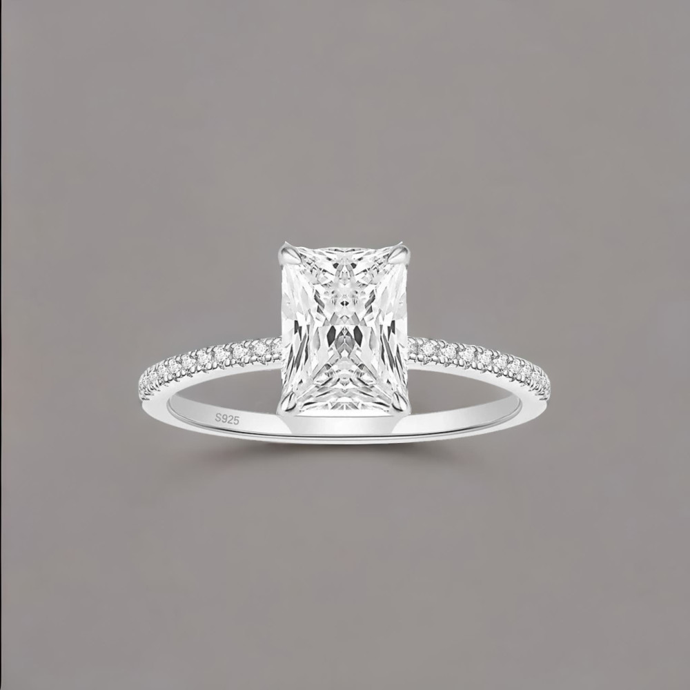 Bague argent zircon carré 3 couleurs