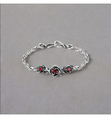 Rosafarbenes Silberarmband mit marineblauer Kette