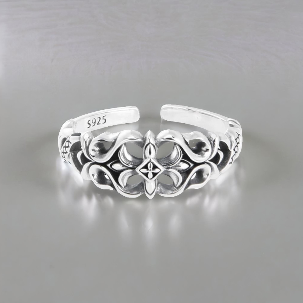 Bague argent ouvert fleur de lys