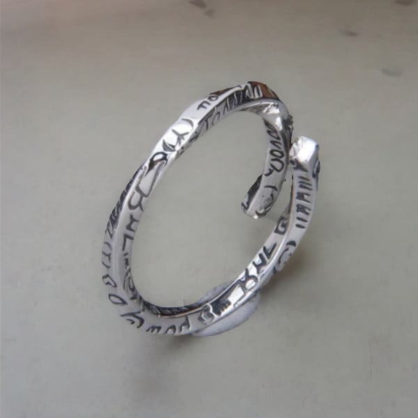 Bague torsadée en argent massif réglable pour homme et femme