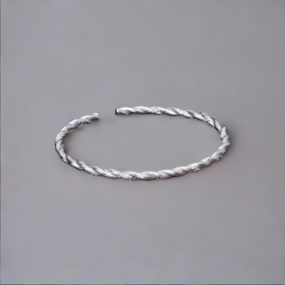 Bracelet argent massif jonc torsadé