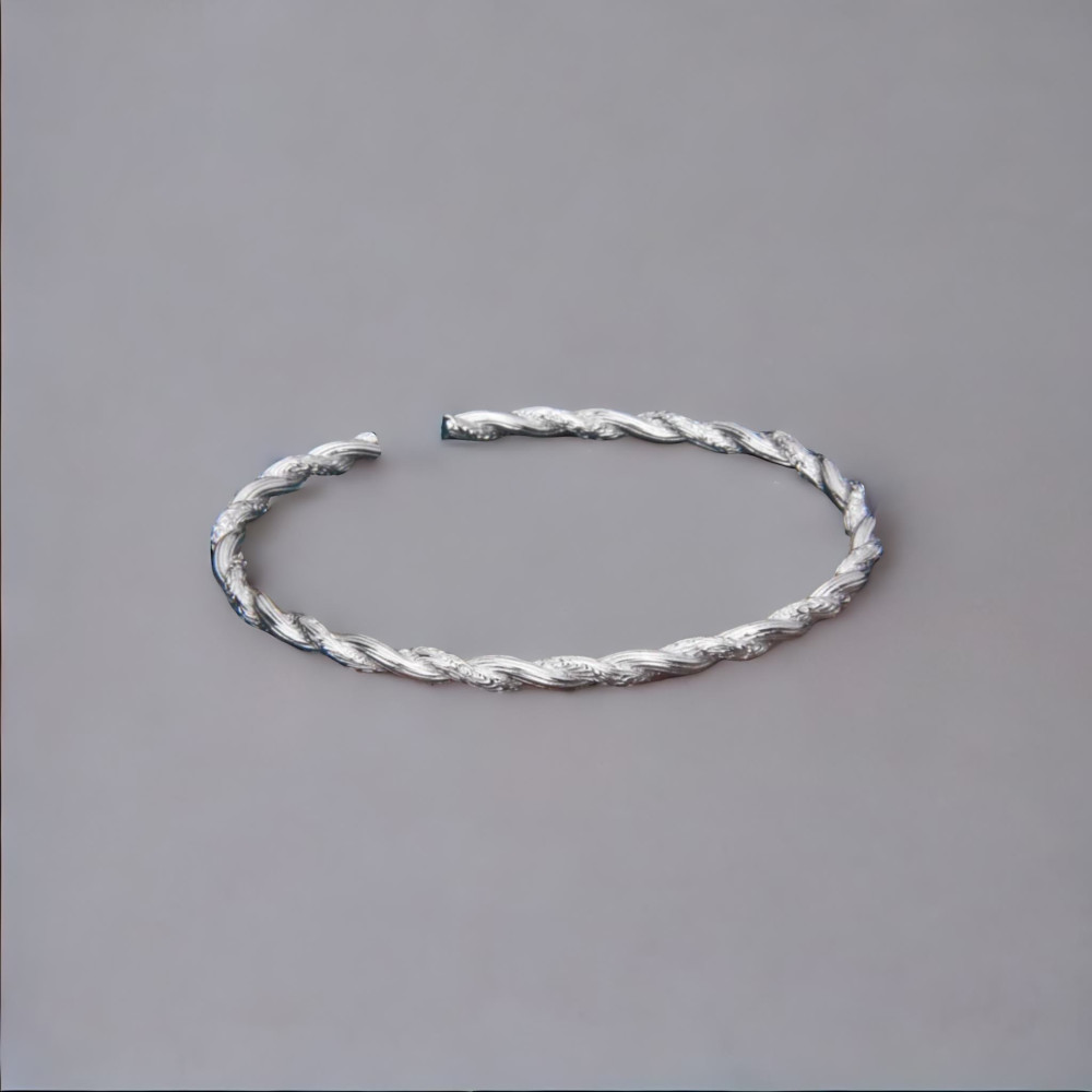 Bracelet argent massif jonc torsadé