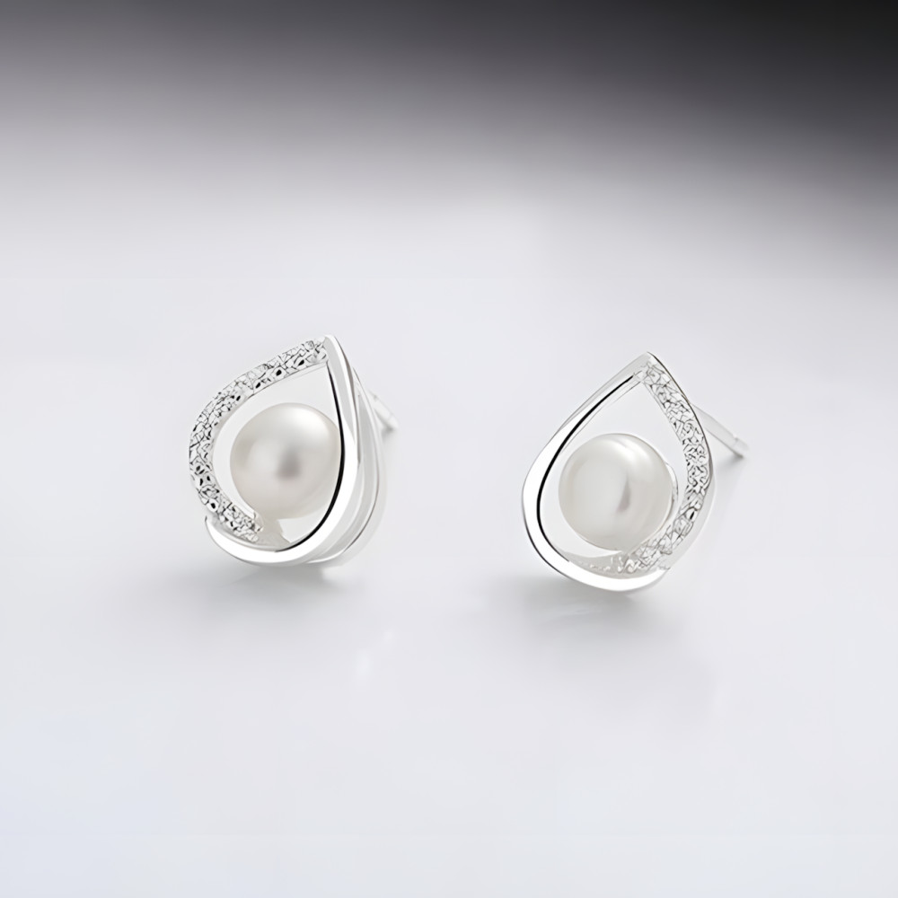 Boucles d'oreilles clous argent perles coeur