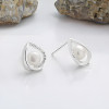 Boucles d'oreilles clous argent perles coeur