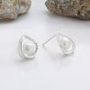 Boucles d'oreilles clous argent perles coeur