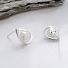 Boucles d'oreilles clous argent perles coeur