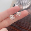 Boucles d'oreilles clous argent perles coeur