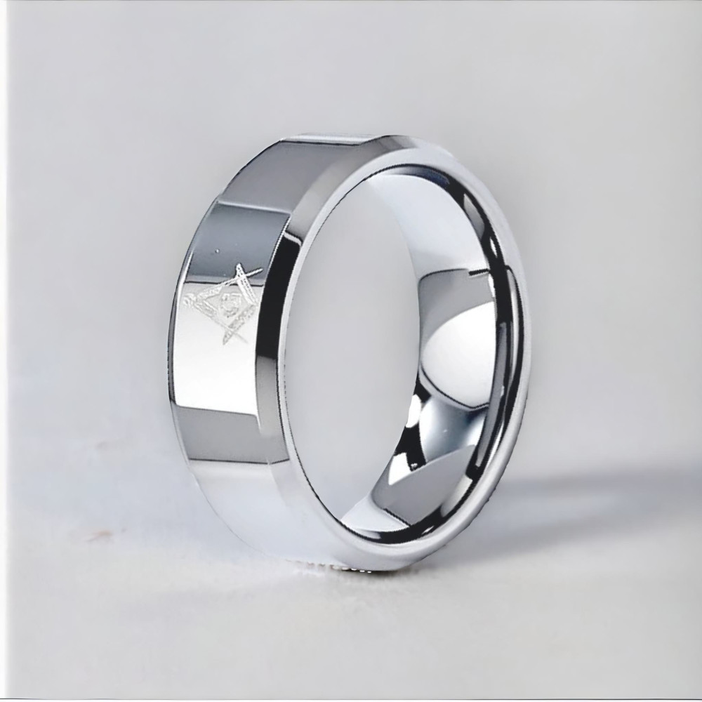 Bague tungstène Franc-maçonnerie personnalisable