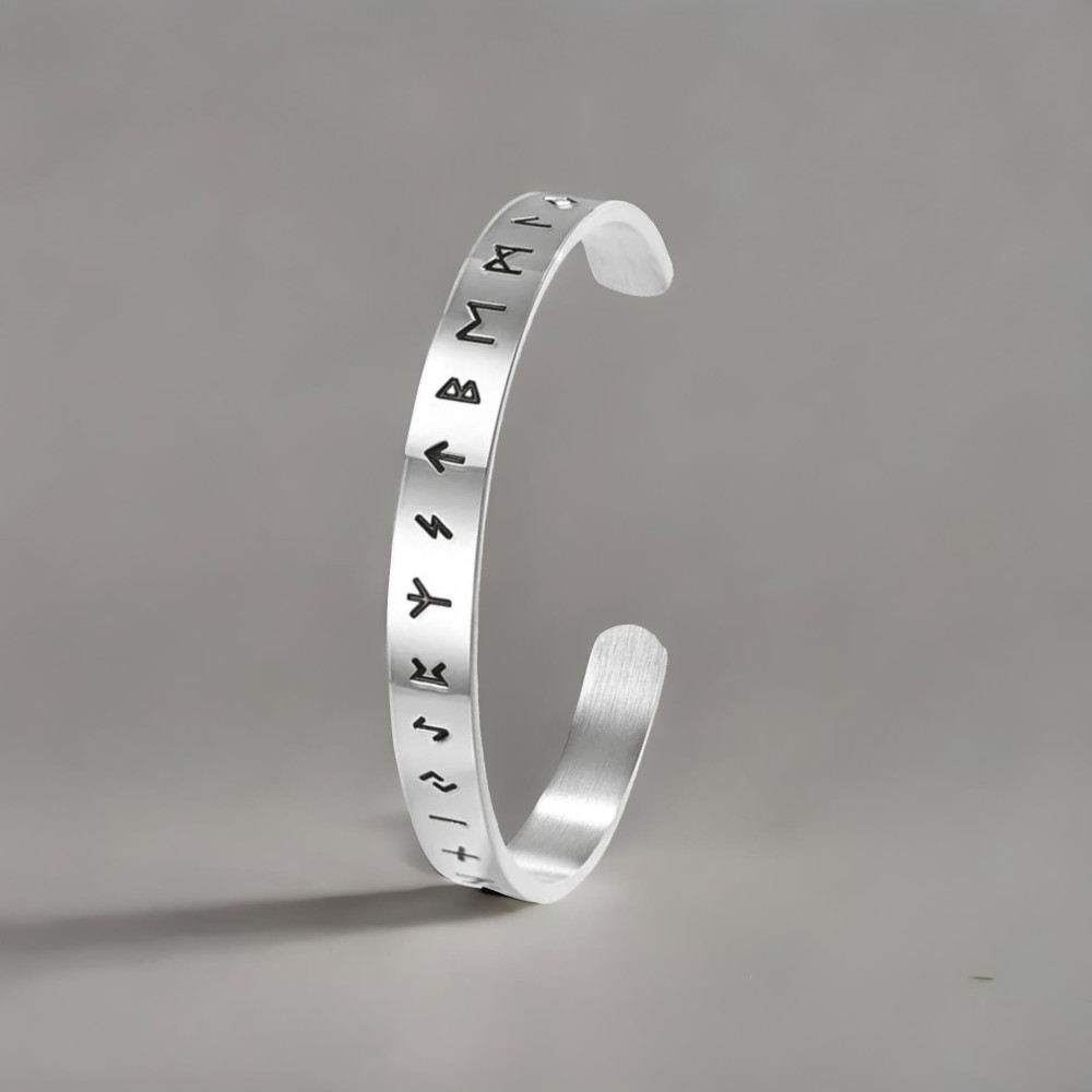 Bracelet jonc acier personnalisable runes viking