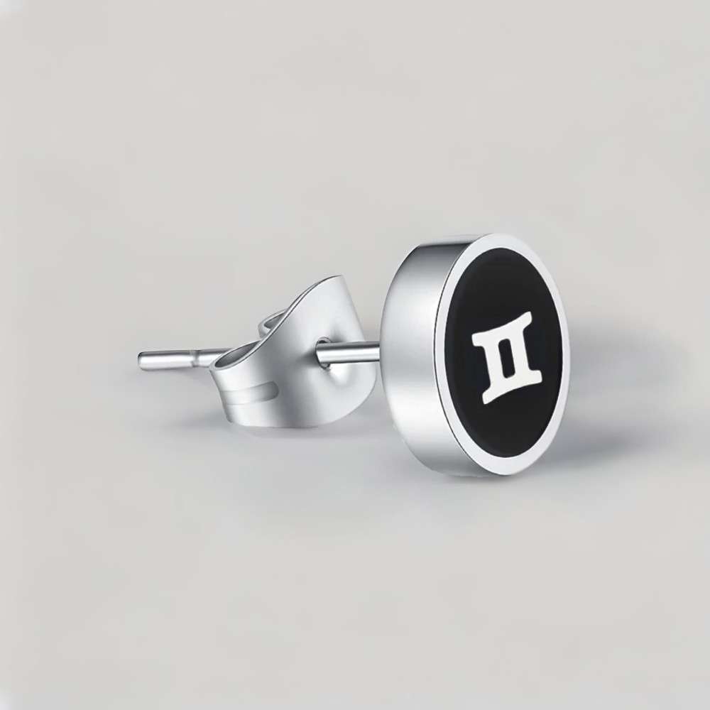 Boucles d'oreilles acier Signes du zodiaque Gémeaux