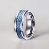 M Bague personnalisee Homme anneau Tungstene sertie fibre de carbone a graver