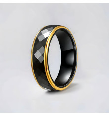 Zwarte Keramieken Ring met Facetten – Elegante glans en minimalistische stijl