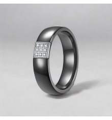 Anello in ceramica con cupola in zirconi