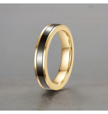Customizable Ring in Steel with Black Ceramic Line – Modern Unisex Wedding Band