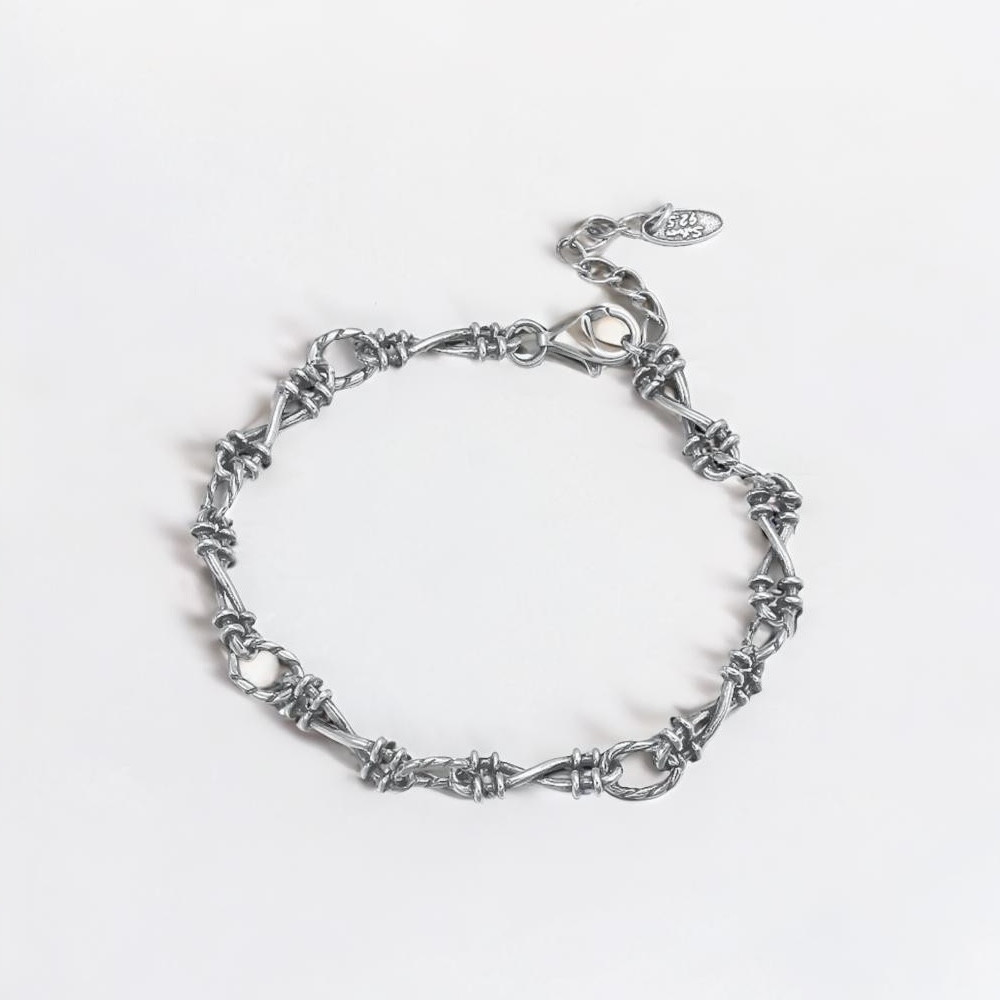Pulsera de cadena trenzada de plata 925 para hombre y mujer.