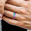 Bague tungstène personnalisable arc en ciel