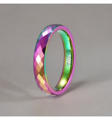 Anpassbarer facettenreicher Regenbogen-Wolframring