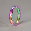 Bague tungstène personnalisable arc en ciel multi-facetté