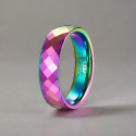 Customizable Multi-Faceted Rainbow Tungsten Ring