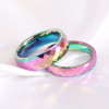 Bague tungstène personnalisable arc en ciel multi-facetté