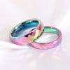 Bague tungstène personnalisable arc en ciel multi-facetté