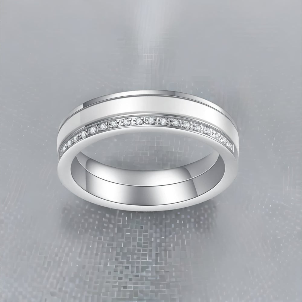 Anpassbarer Ring mit Keramik- und Zirkonlinie