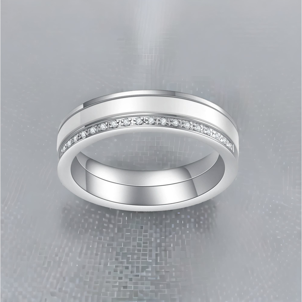 Customizable ring with ceramic and zircon line