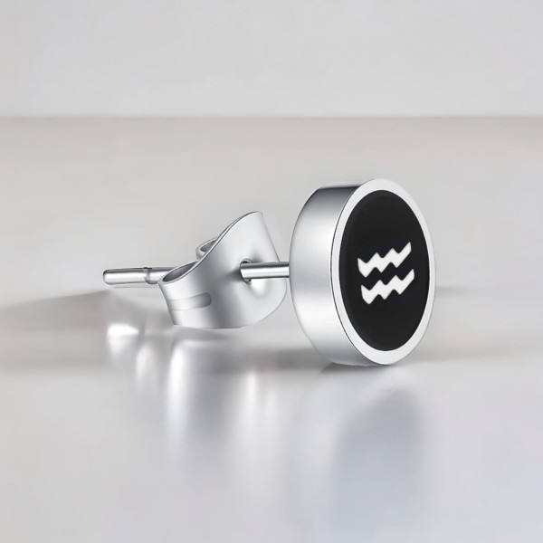 Boucles d'oreilles acier Signes du zodiaque Verseau