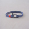 Bleu Bracelet corde fermoir manille marin acier