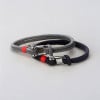 Noir Bracelet corde fermoir manille marin acier