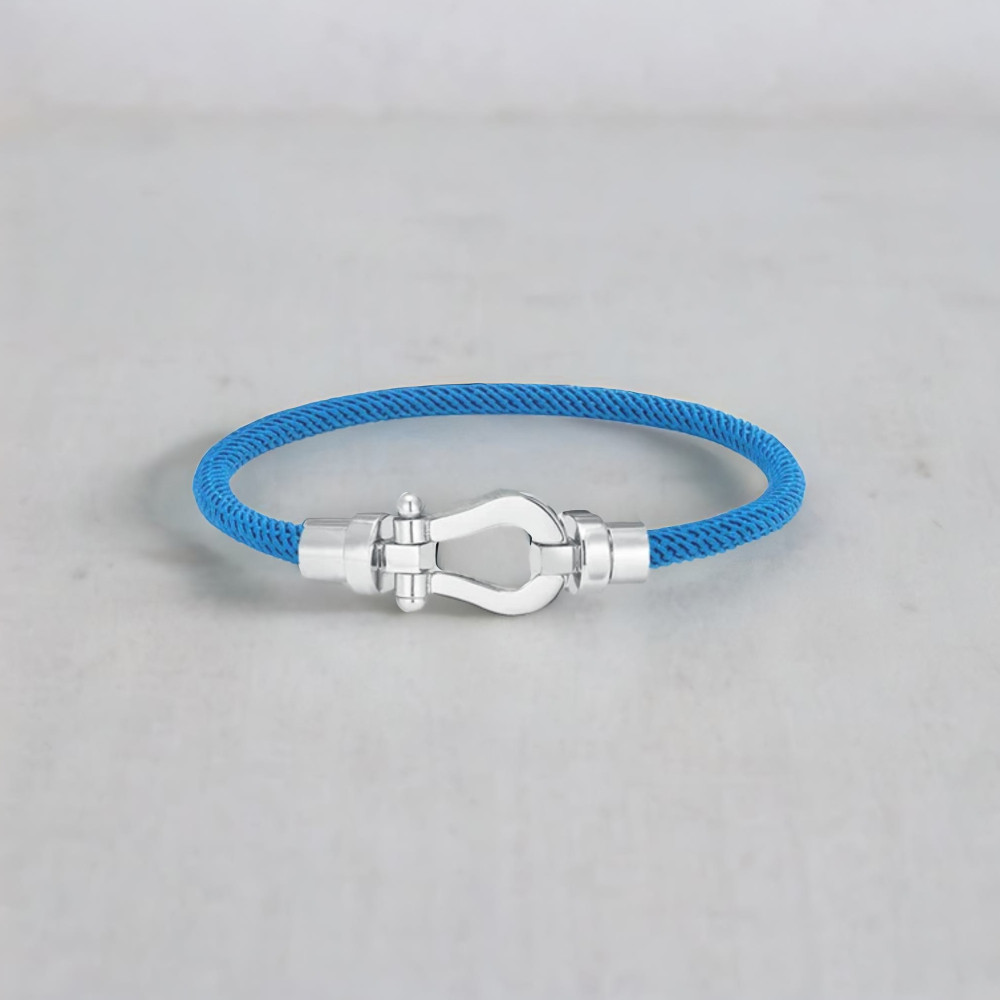 Bracelet corde millet fermoir manille marin acier