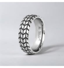 Bague homme en acier inoxydable – Motif pneu audacieux et sportif