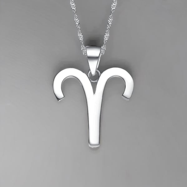 Aries zodiac silver necklace pendant