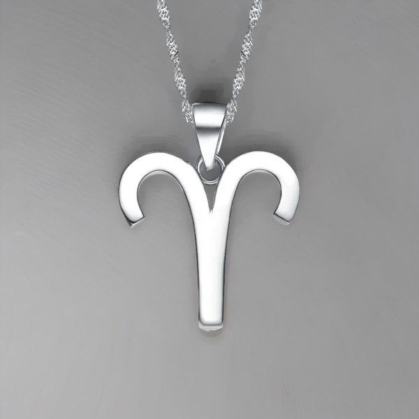 Colgante de collar de plata con el signo del zodiaco Aries