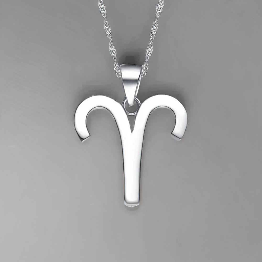 Collana con ciondolo in argento con segno zodiacale Ariete
