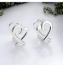 Rhodium silver heart earrings