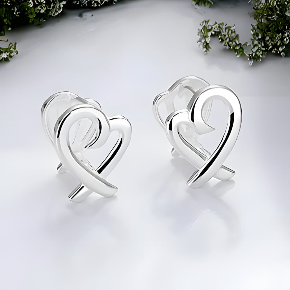 Boucles d'oreilles argent rhodié coeur