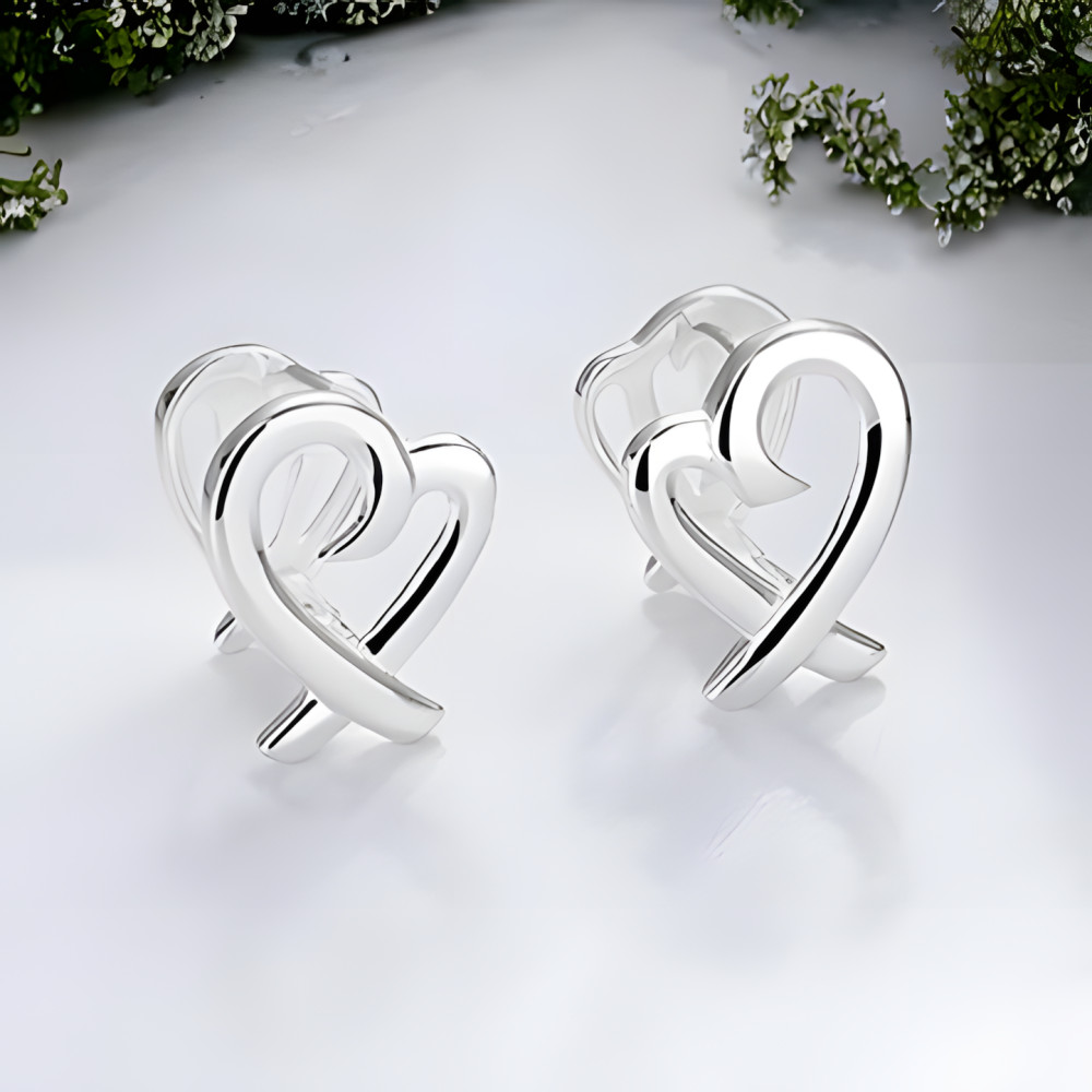 Boucles d'oreilles argent rhodié coeur